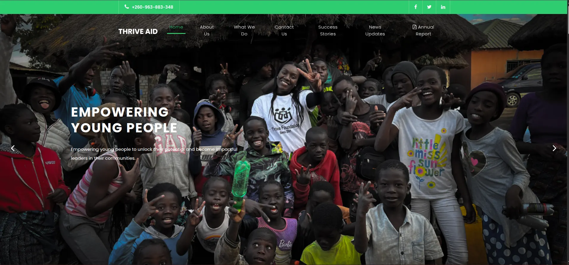 Thrive Aid website preview